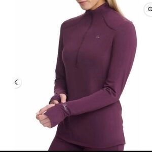 Paradox Women's Merino Wool Blend 1/4 Zip Base Layer Top Purple, Size X-Large